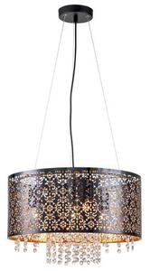 REALITY Hissa 4lt pendant,satin nickel+silver PS shade/black+black&gold PS shade(laser pattern)2rings of hanging beadsD:450*H200mm 4-E27 40W bulb not 