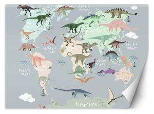Gario Fotótapéta Dinoszauruszok pasztell térképe Anyag: Vlies, Méret: 200 x 140 cm