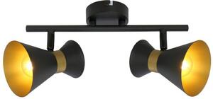 REALITY Breda 2lt spot2*E14 bulb not inclmetal shade matt black+golden insidesize:12*12*32cmcanopy:D8*H2.5cm,shade D10*H12cm - REAL-835702-02