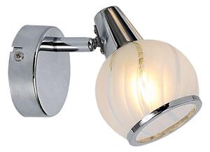 REALITY Megan 1lt spot lamp,chrome1*E14 bulb excl.sand-blasting glass with clear wavelines+chrome metal ring on bottom,glassDia:9cmcanopy Dia:8cm  - R