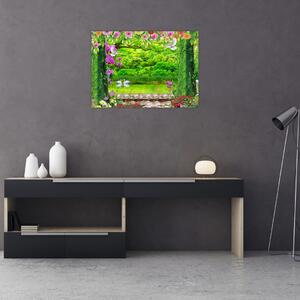 Kép - Varázslatos kert hattyúkkal (70x50 cm)