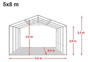 Party sátor 5x8 m Max+ 2,6m - tűzálló szín fehér