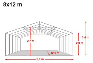 Party sátor 8x12 m Max+ 2,6m - tűzálló szín fehér