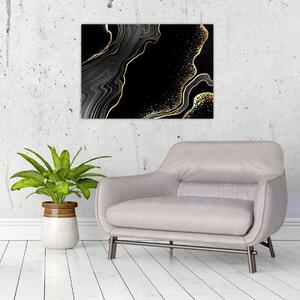 Kép - Fekete és arany márvány (70x50 cm)