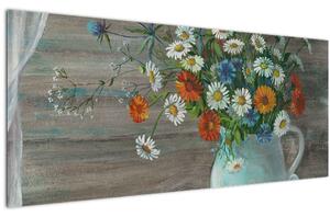 Kép - réti virágok, olajfestmény (120x50 cm)