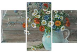 Kép - réti virágok, olajfestmény (90x60 cm)