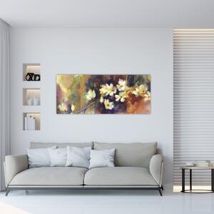 Kép - fehér magnólia, festmény (120x50 cm)