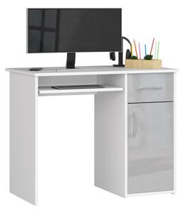 PINTA 2 íróasztal, 90x74x50, fehér/szürke fényes