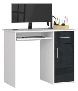 PINTA 2 íróasztal, 90x74x50, fehér/grafit fényes