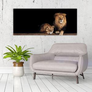 Kép - oroszlán és a nőstény oroszlán (120x50 cm)