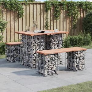 Tömörfa kerti asztal gabion mintával 100 x 70 x 72 cm Douglas