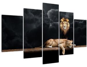 Kép - oroszlán és a nőstény oroszlán a felhőkben (150x105 cm)