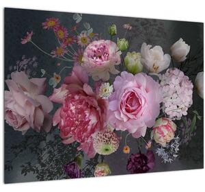 Kép - kerti virágok (üvegen) (70x50 cm)