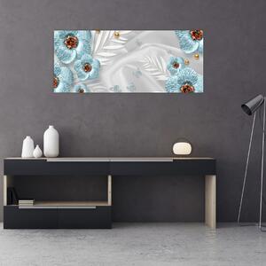 Kép - 3D kék virágok (120x50 cm)