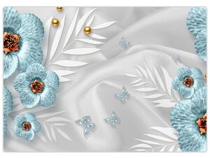 Kép - 3D kék virágok (70x50 cm)