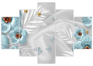Kép - 3D kék virágok (150x105 cm)