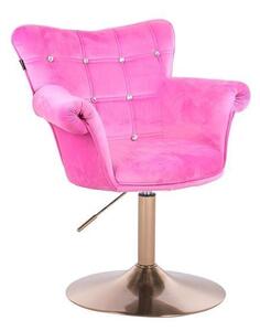HR804CN Rózsaszín modern velúr szék arany lábbal