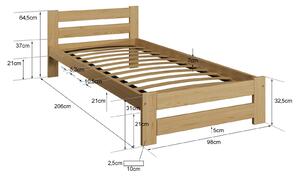 Fa ágy 90x200cm Eureka VitBed tölgy + matrac 90x200 Niobé