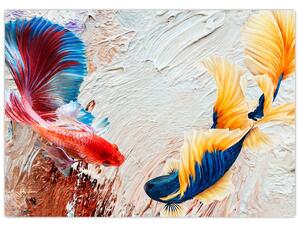 Kép - harcoló hal (70x50 cm)