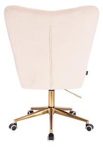 HR650K Krémszínű modern velúr szék arany lábbal