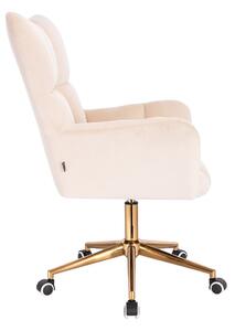 HR650K Krémszínű modern velúr szék arany lábbal