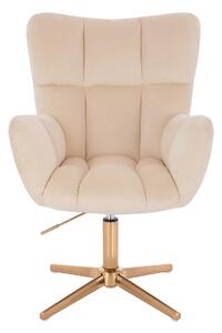 HR650CROSS Krémszínű modern velúr szék arany lábbal