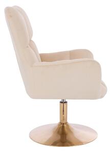 HR650N Krémszínű modern velúr szék arany lábbal