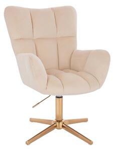 HR650CROSS Krémszínű modern velúr szék arany lábbal
