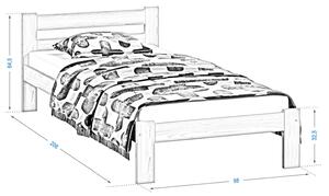 Fa ágy 90x200 VitBed Akio fehérített fenyő