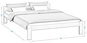Fa ágy 140x200 Isao VitBed tölgy + Matrac 140x200 Heka