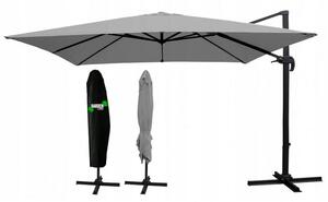 Szürke kerti napernyő állvánnyal 3 x 4 m