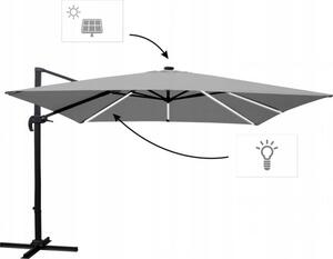 Szürke kerti napernyő LED világítással 3 x 4 m