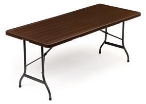 Kerti vendéglátó asztal összecsukható 180 cm - barna, fa utánzattal
