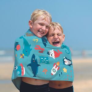Kék gyerek strandtörölköző PLAGE