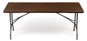 Kerti vendéglátó asztal összecsukható 180 cm - barna, fa utánzattal
