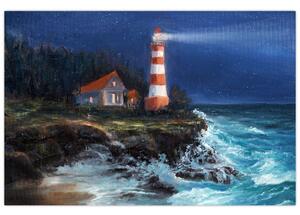 Kép - világítótorony az óceán partján, akvarell (90x60 cm)