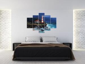 Kép - világítótorony az óceán partján, akvarell (150x105 cm)