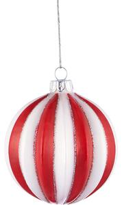 HANG ON üveg karáscsonyfadísz piros/fehér Ø 8 cm, 6 db-os szett