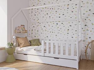 Házikó gyerekágy D7s 80x160cm, fehér, fiókkal és ágyrácstal