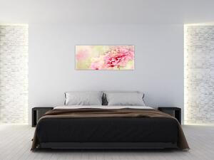 Kép - rózsaszín virág, akvarell (120x50 cm)