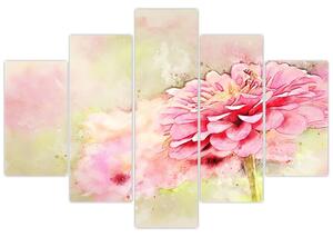 Kép - rózsaszín virág, akvarell (150x105 cm)