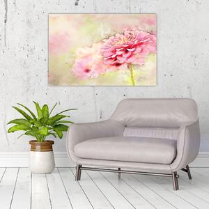 Kép - rózsaszín virág, akvarell (90x60 cm)