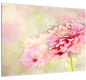 Kép - rózsaszín virág, akvarell (70x50 cm)