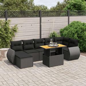 VidaXL 8 részes Polyrattan Kerti Ülőgarnitúra - Fekete