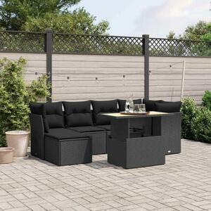 Polyrattan Kerti Ülőgarnitúra - 7 részes - Fekete