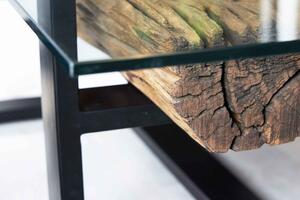 Design dohányzóasztal Shark 130 cm tíkfa