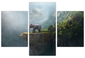 Kép - Az elefánt a Taj Mahal tetején (90x60 cm)