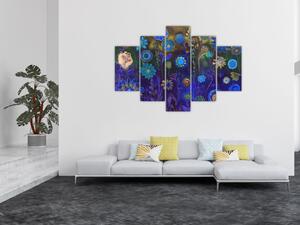 Sötétkék virágok képe (150x105 cm)