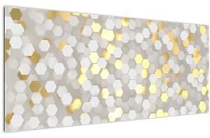 Kép - Arany és fehér hatszögek (120x50 cm)