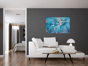Kép - Sellő delfinekkel (90x60 cm)